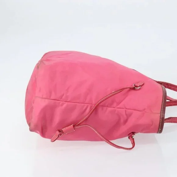 PRADA Tote Bag Nylon Pink Silver Auth 151499